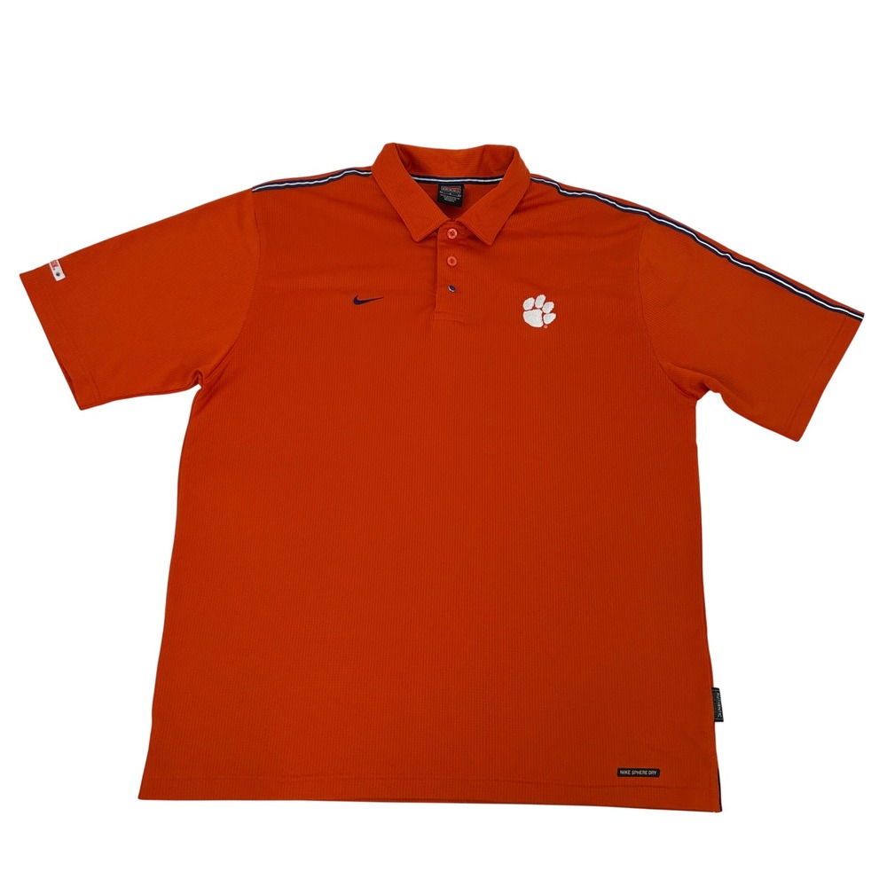 Clemson Tigers Shirt Men's Large‎ Orange Nike Sphere Dry Polo Shirt NCAA